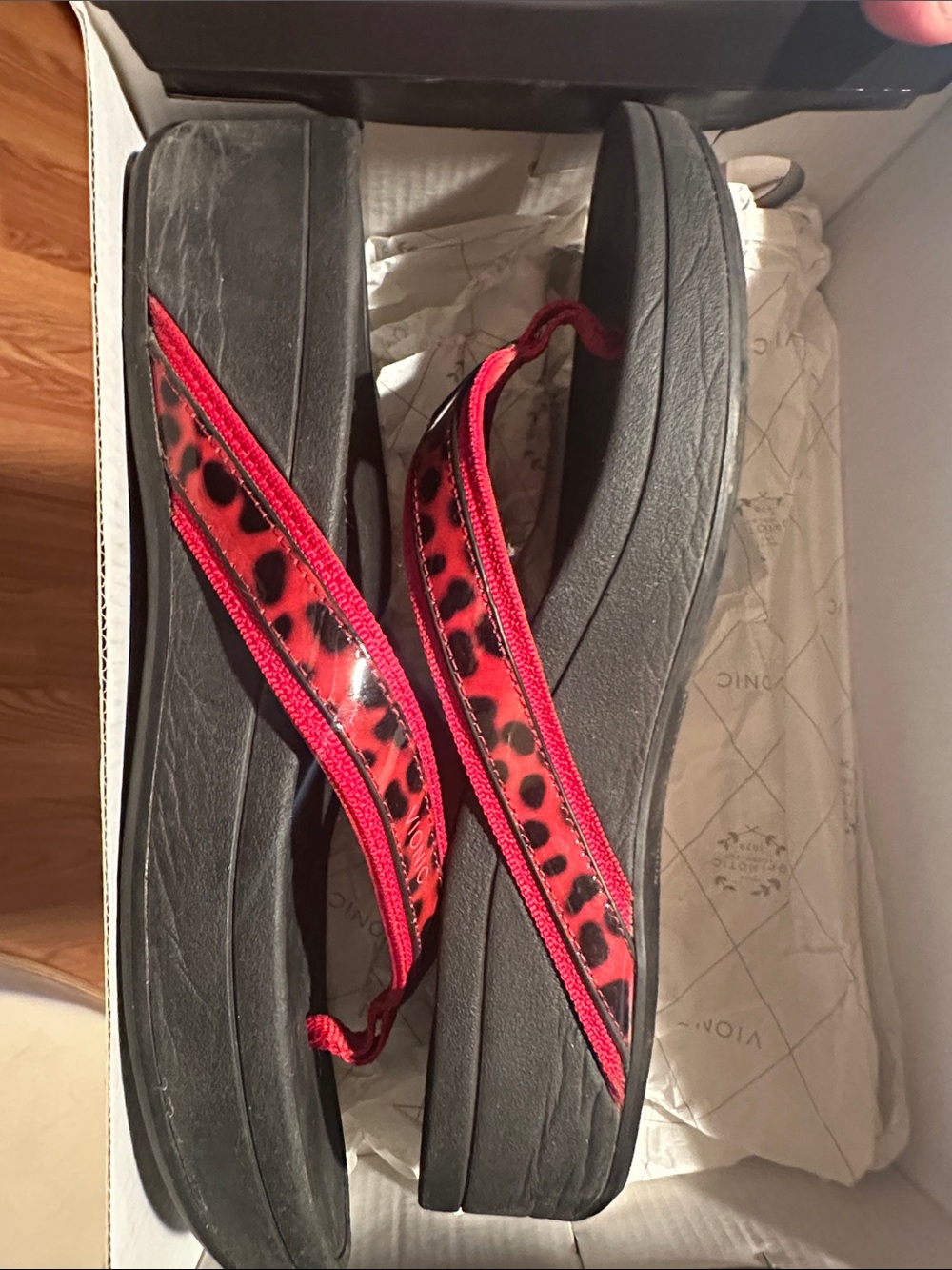 Red Accent Black Platform Flip Flops - Picture 8 of 8